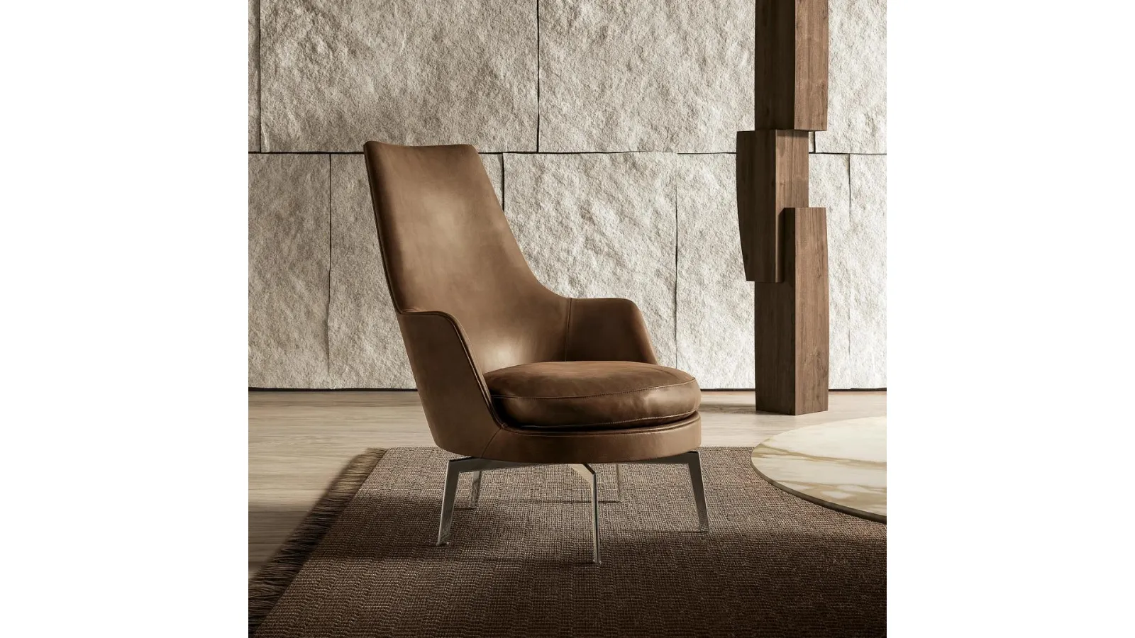 Flexform high-back upholstered leather armchair