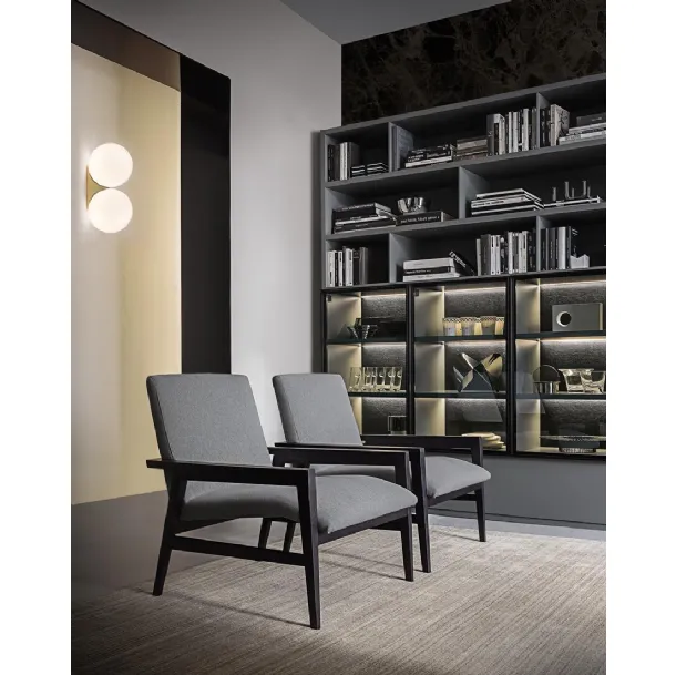 Halo fabric armchair with wooden frame by Giellesse