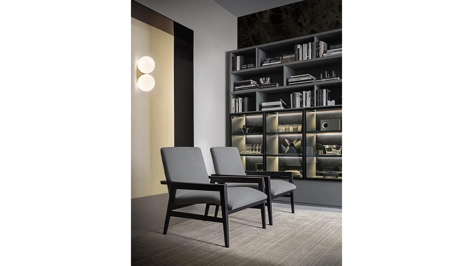 Halo fabric armchair with wooden frame by Giellesse