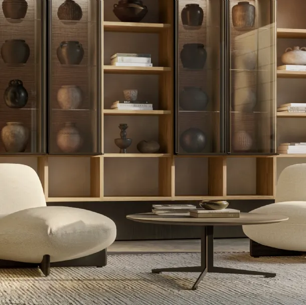 Upholstered fabric armchair Hasu by Lema