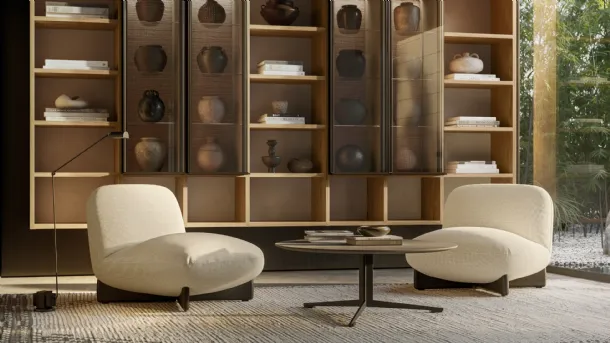 Upholstered fabric armchair Hasu by Lema