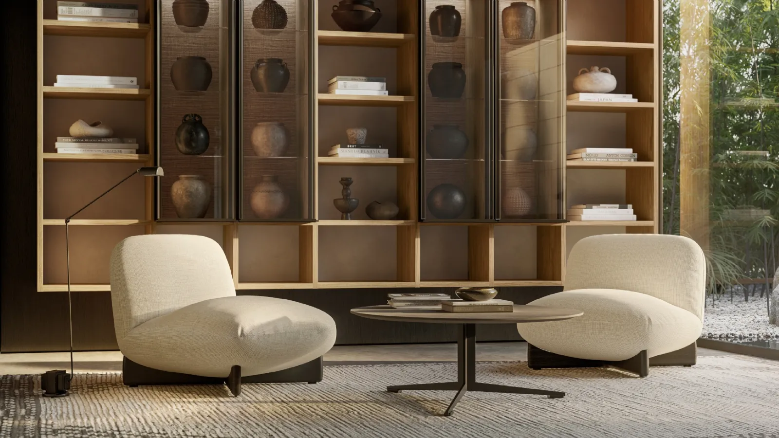 Upholstered fabric armchair Hasu by Lema