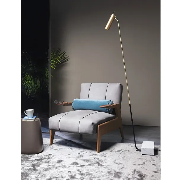 Leather armchair with Italo wooden structure by Vibieffe