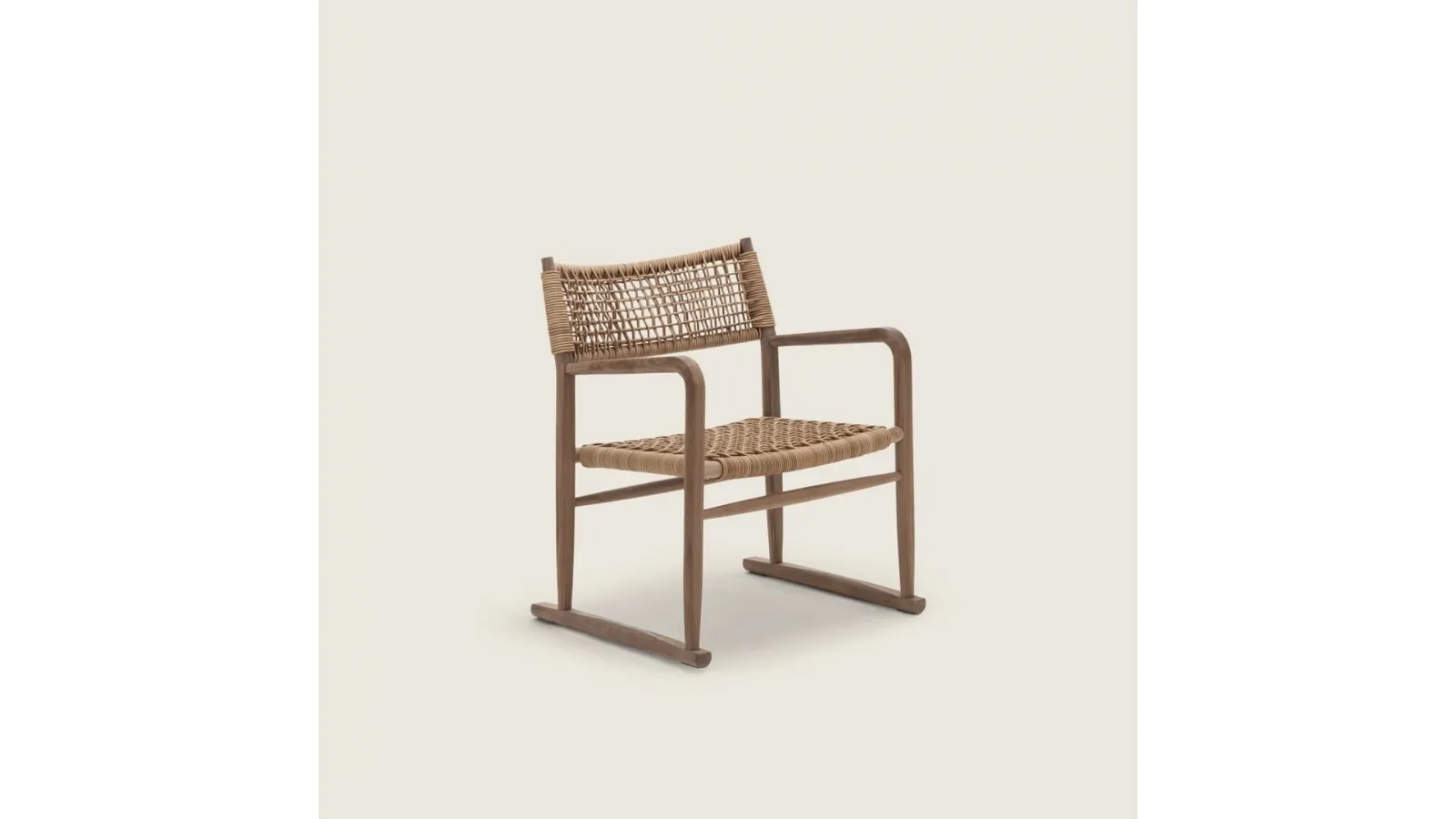 Kim SH Cord armchair in wood and woven leather by Flexform