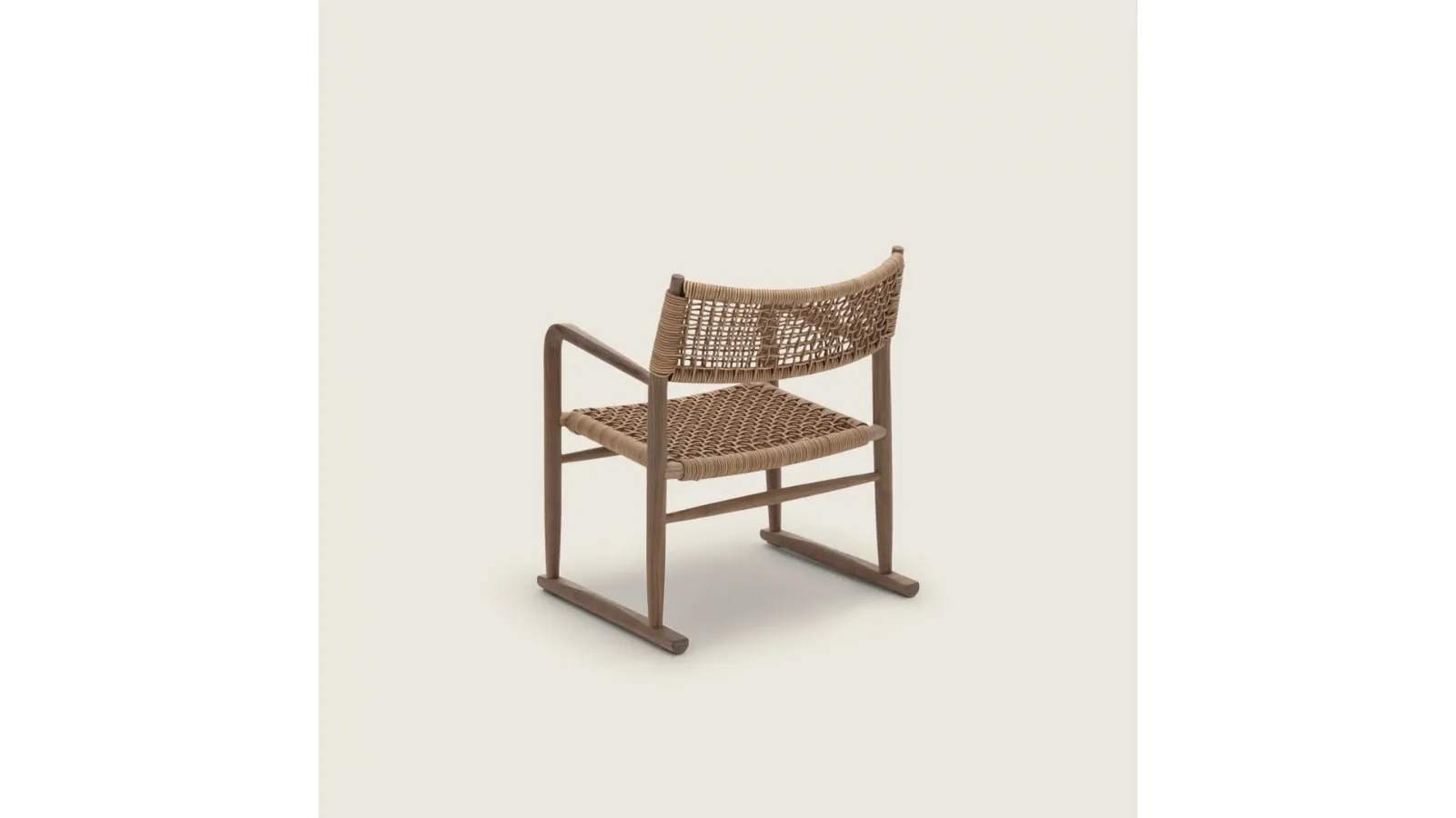 Kim SH Cord armchair in wood and woven leather by Flexform
