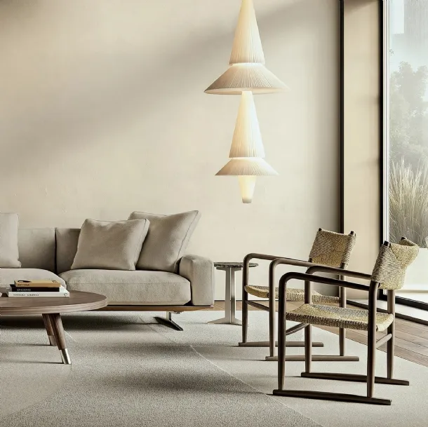 Kim armchair in wood and Vienna straw by Flexform