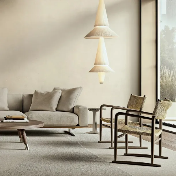 Kim armchair in wood and Vienna straw by Flexform