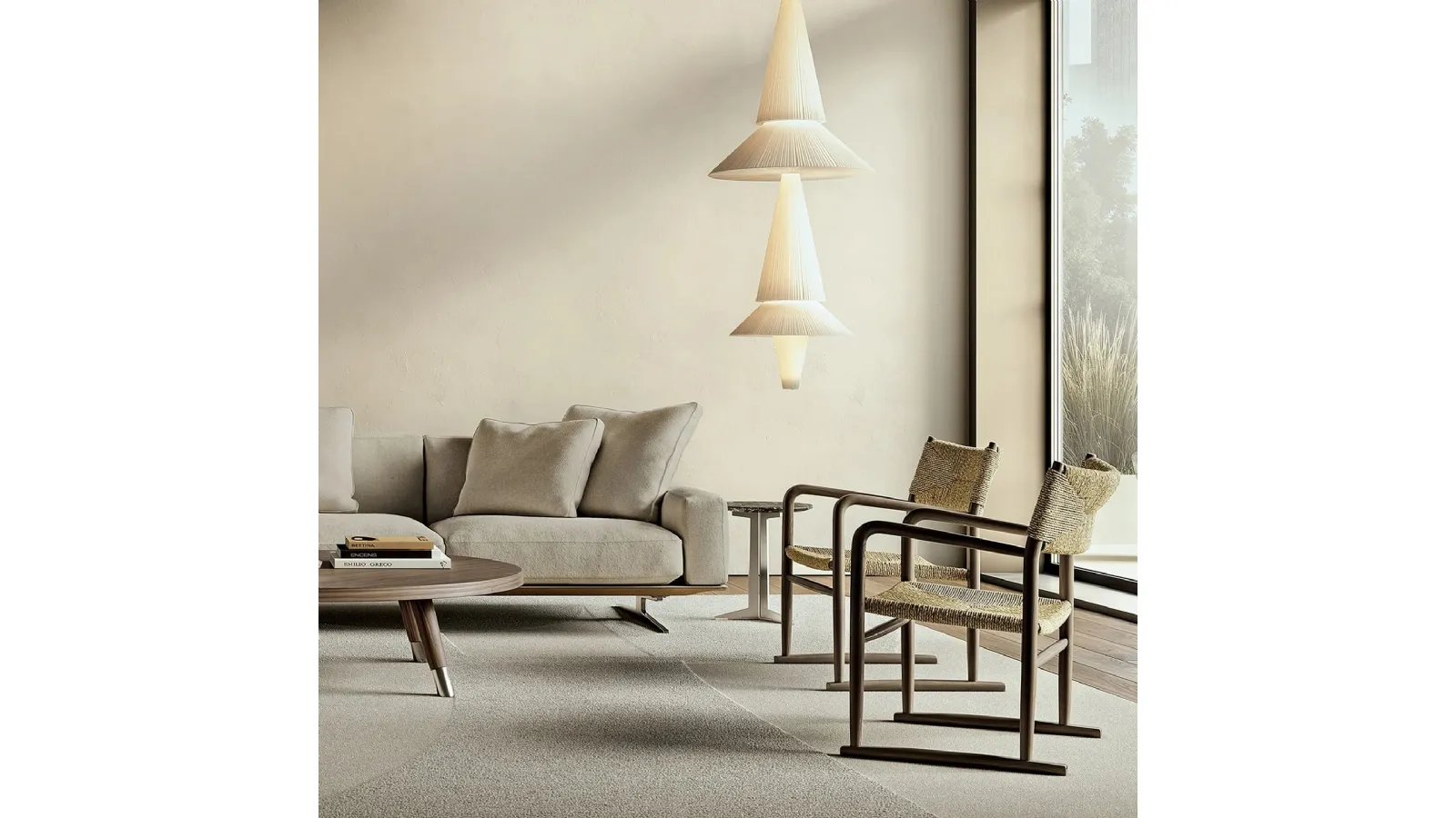 Kim armchair in wood and Vienna straw by Flexform