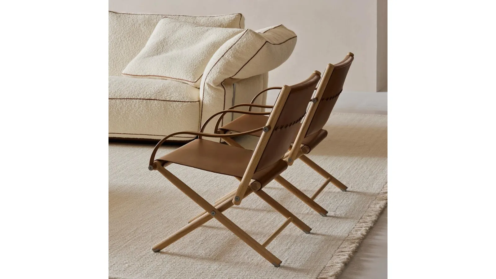 Lauren leather and wood armchair by Flexform