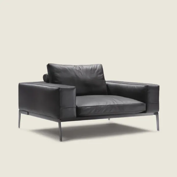 Leather armchair with Lifesteel metal legs by Flexform