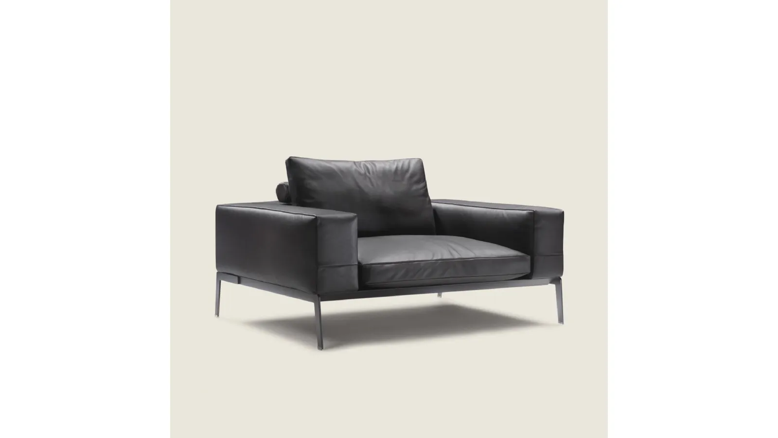 Leather armchair with Lifesteel metal legs by Flexform