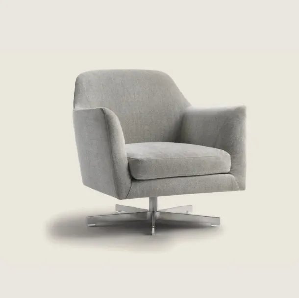 Luce armchair in fabric with a swivel metal base by Flexform