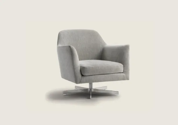 Luce armchair in fabric with a swivel metal base by Flexform