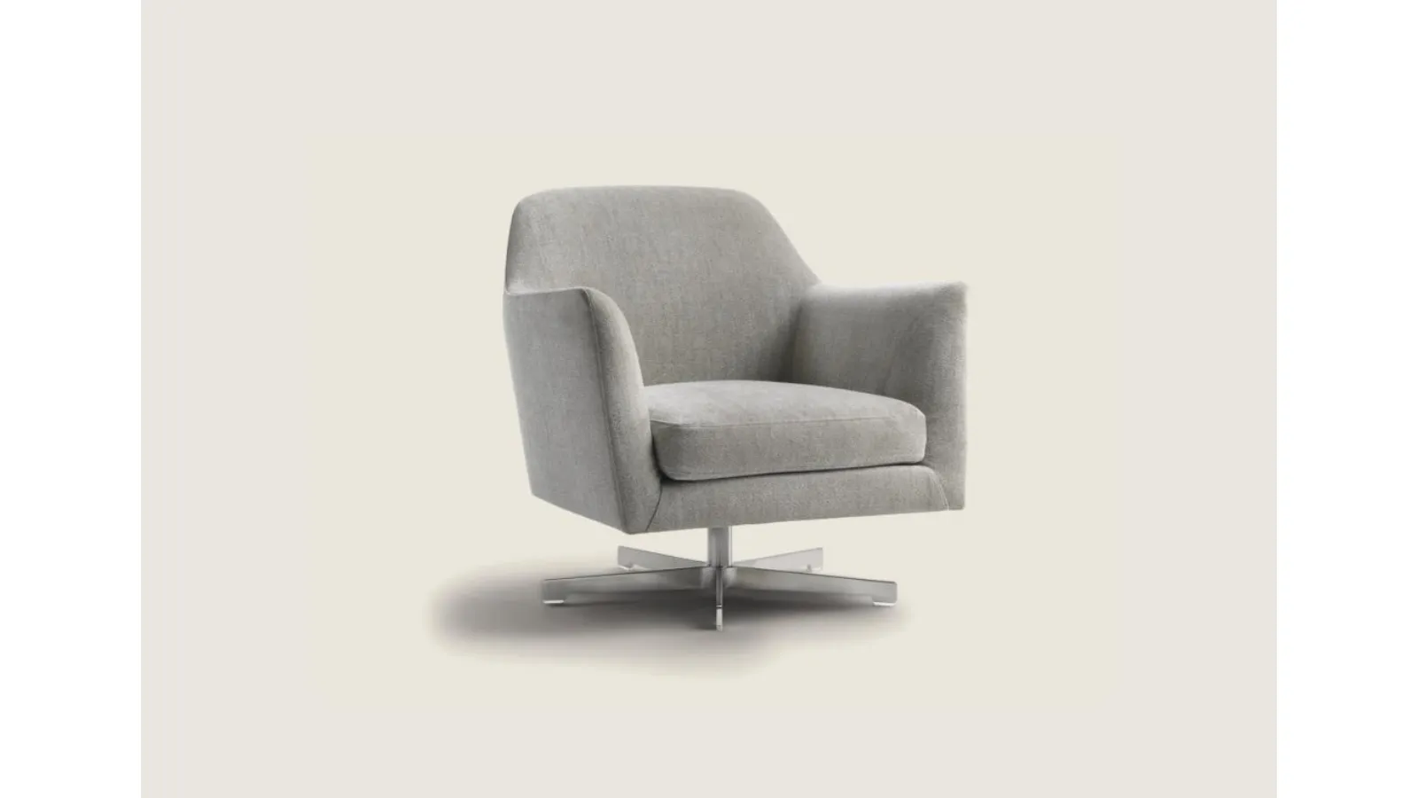 Luce armchair in fabric with a swivel metal base by Flexform