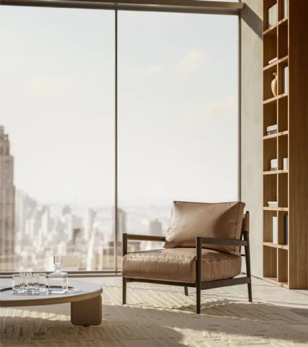 Maddix leather armchair by Lema
