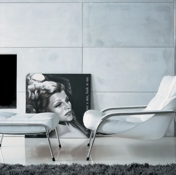 Leather armchair with steel frame Maggiolina by Zanotta