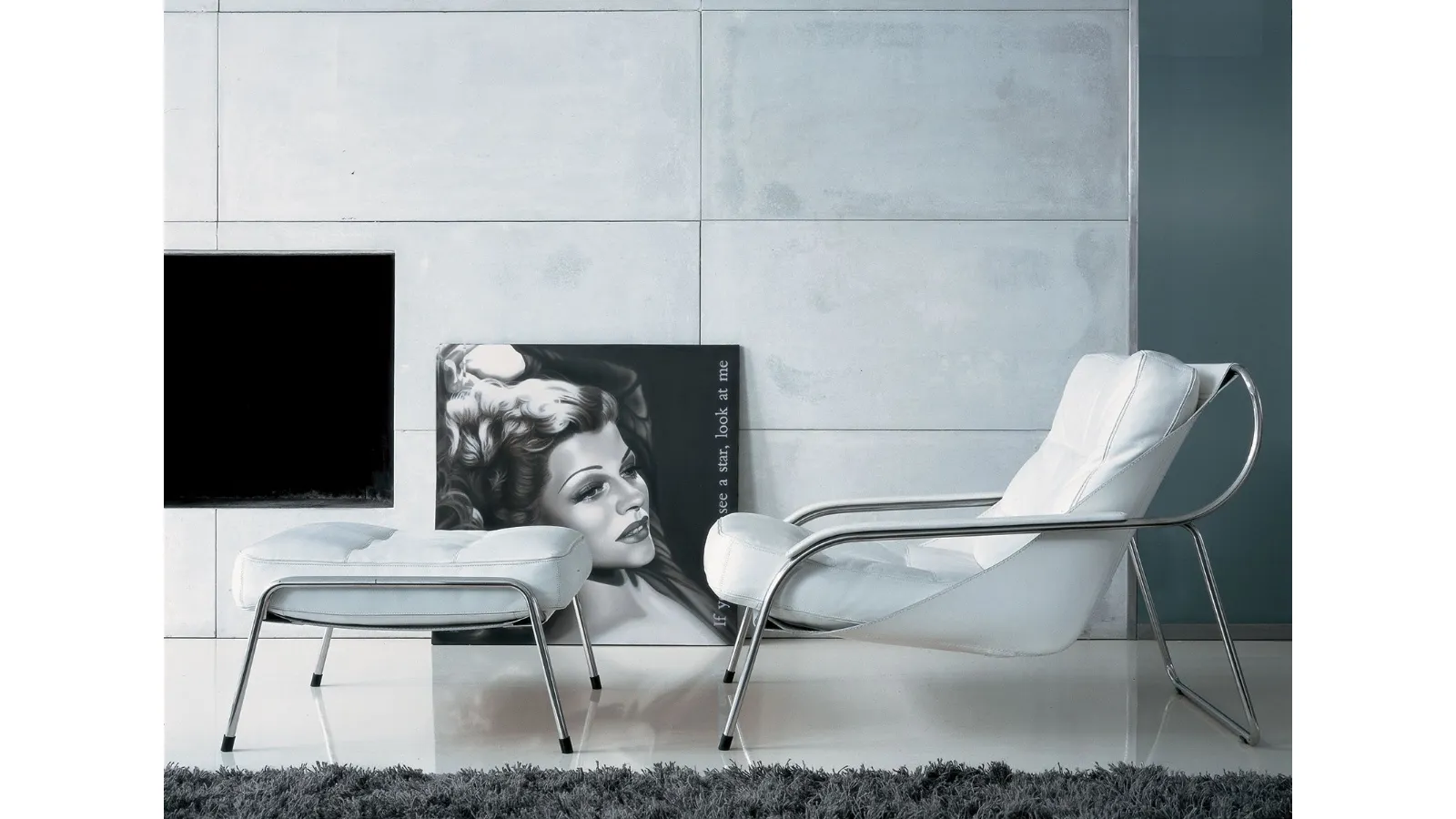 Leather armchair with steel frame Maggiolina by Zanotta