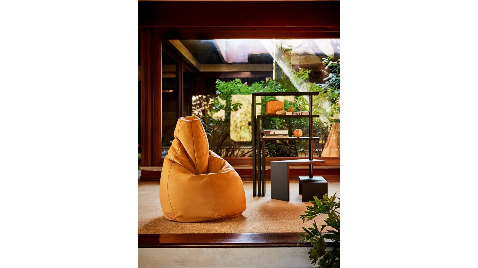 Anatomical armchair with a leather shell containing polystyrene beads Sacco by Zanotta