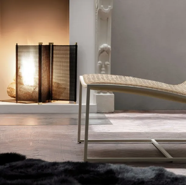 Leather armchair with woven workmanship and steel structure Samoa 02 by Alivar