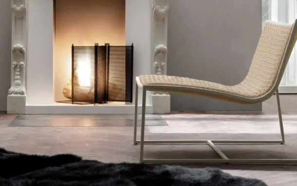 Leather armchair with woven workmanship and steel structure Samoa 02 by Alivar
