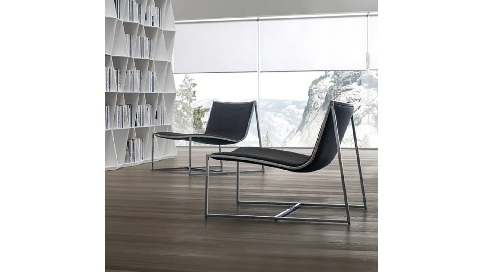 Leather armchair with woven workmanship and steel structure Samoa 02 by Alivar