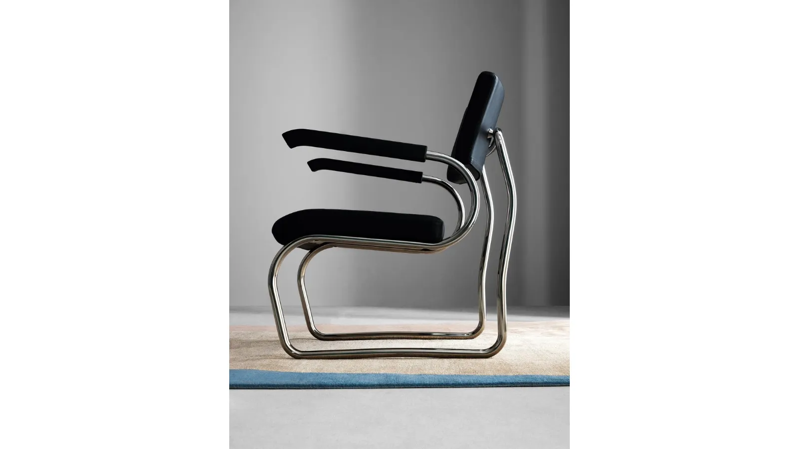 Leather armchair with steel structure Sant' Elia by Zanotta