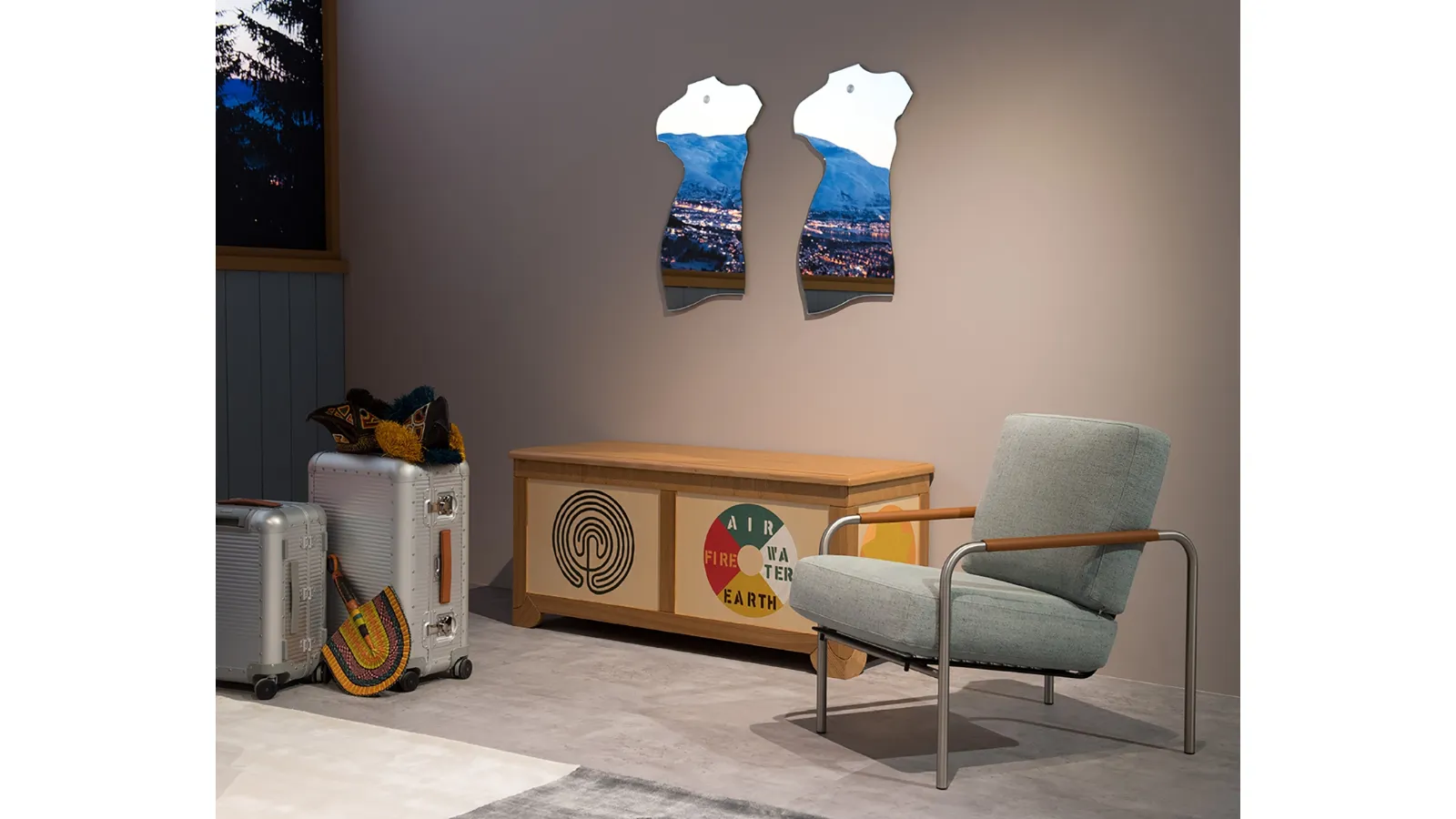 Susanna fabric armchair with steel frame by Zanotta