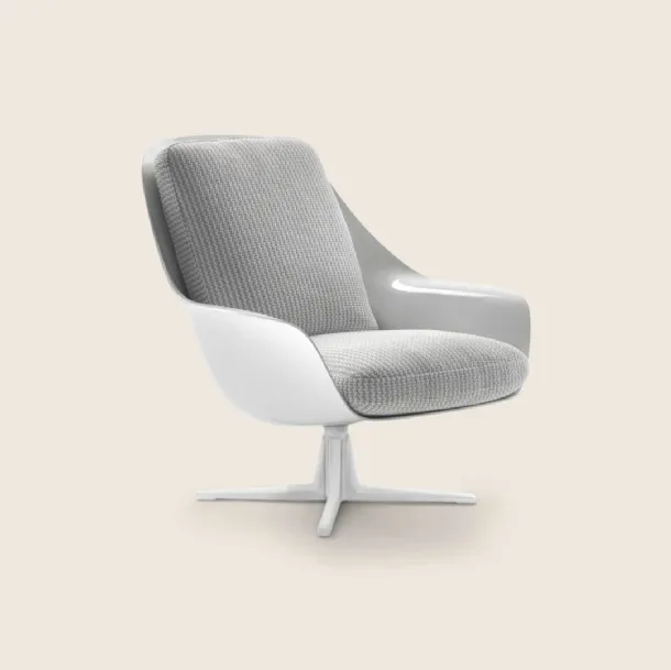 Armchair in polyurethane and Sveva Light fabric by Flexform