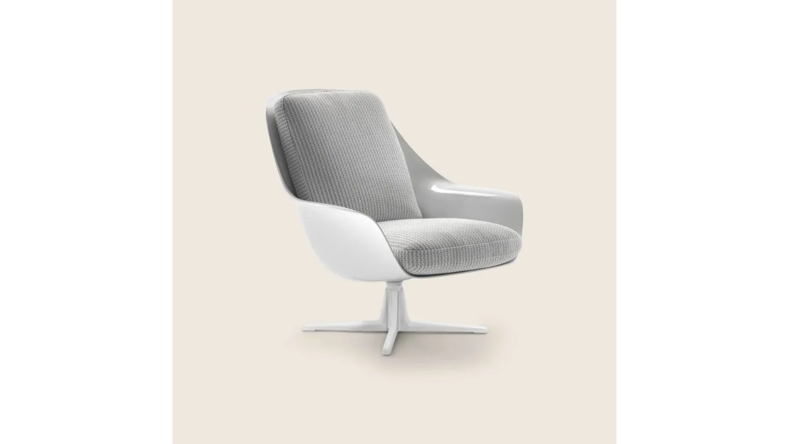 Armchair in polyurethane and Sveva Light fabric by Flexform