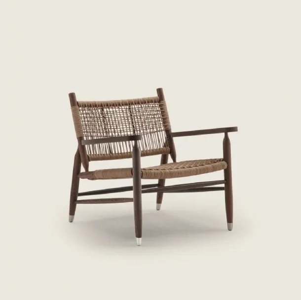 Tessa SH Cord armchair in wood and woven leather by Flexform