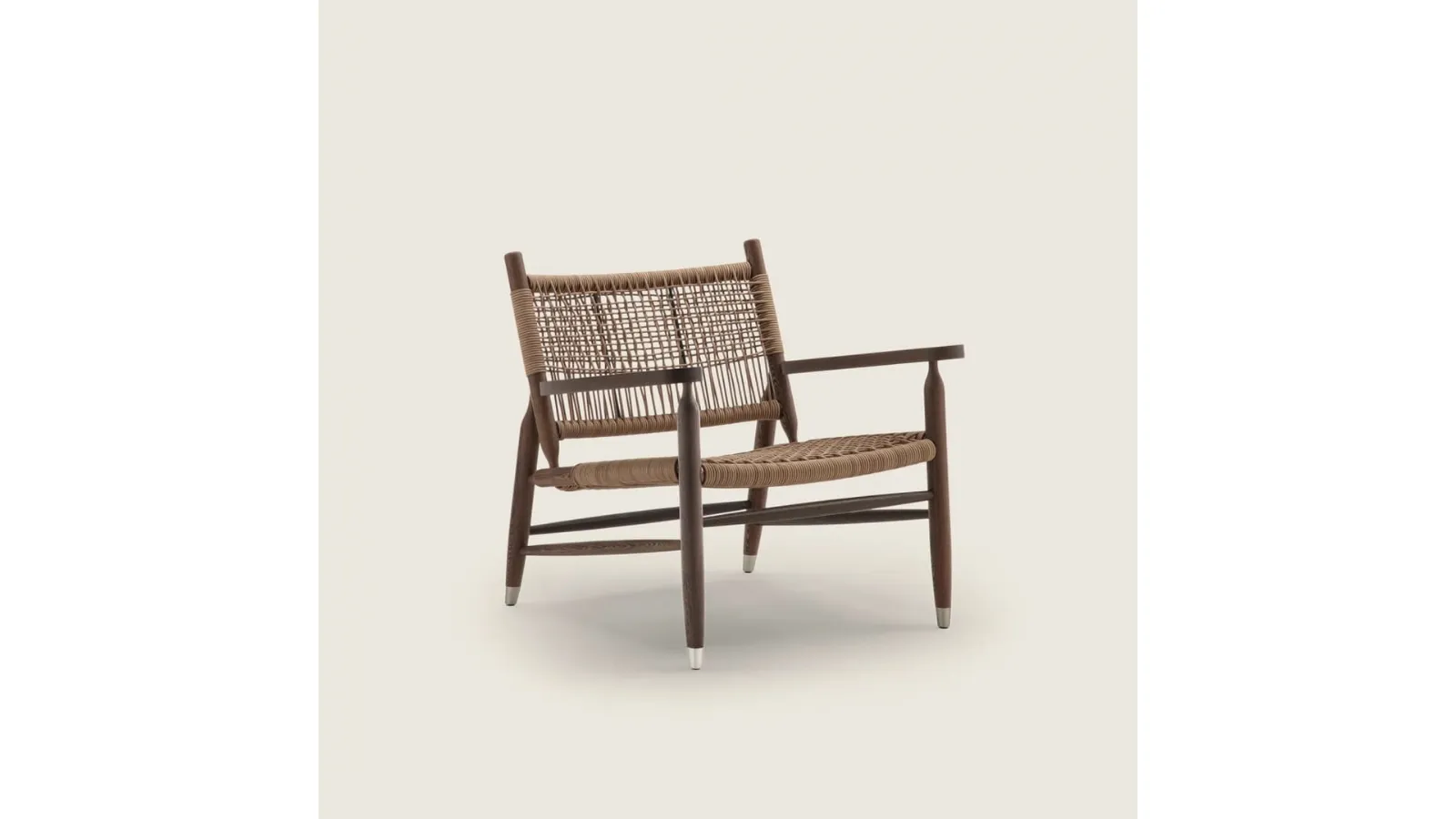 Tessa SH Cord armchair in wood and woven leather by Flexform