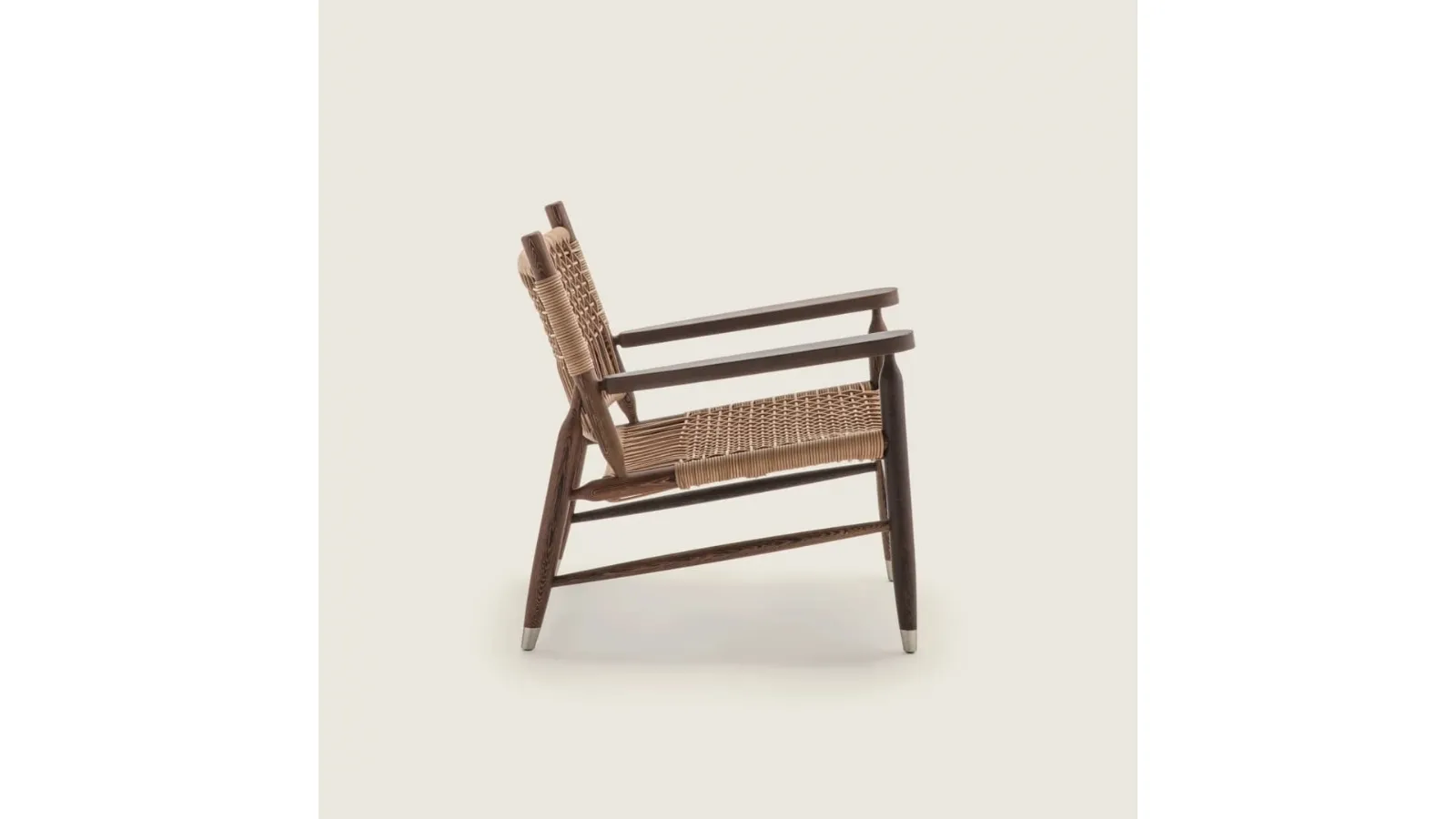 Tessa SH Cord armchair in wood and woven leather by Flexform