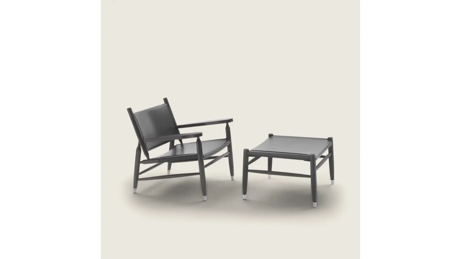 Tessa SH leather armchair with solid wood frame by Flexform