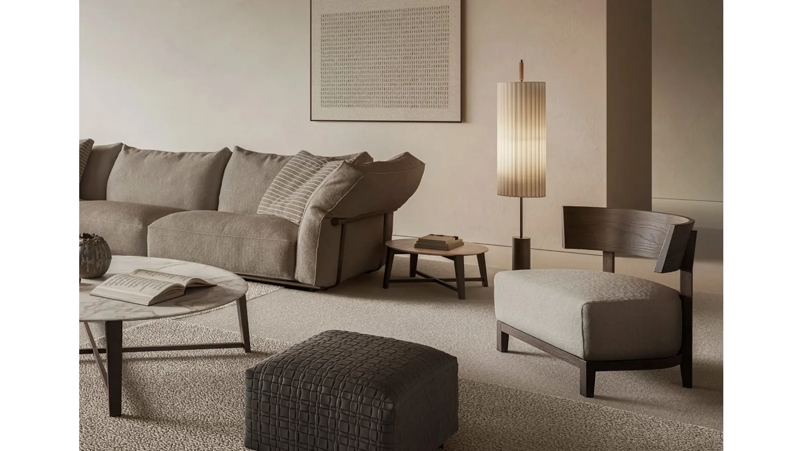 Thomas armchair in solid wood with Flexform upholstered seat