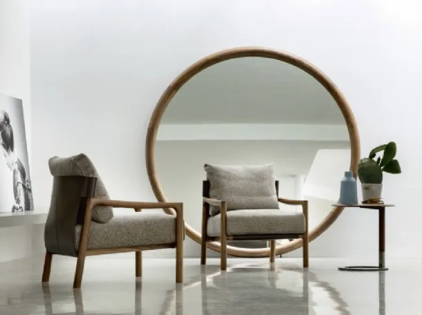 Vera armchair in fabric, leather, and wood by Porada