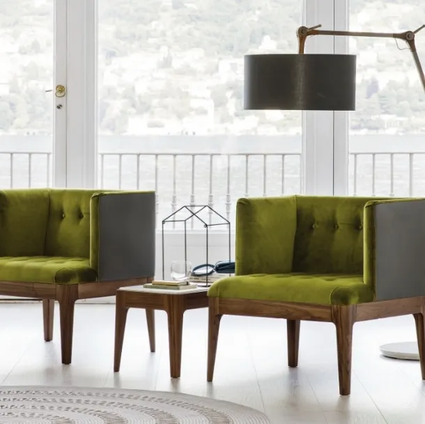 Wendy quilted velvet armchair by Porada
