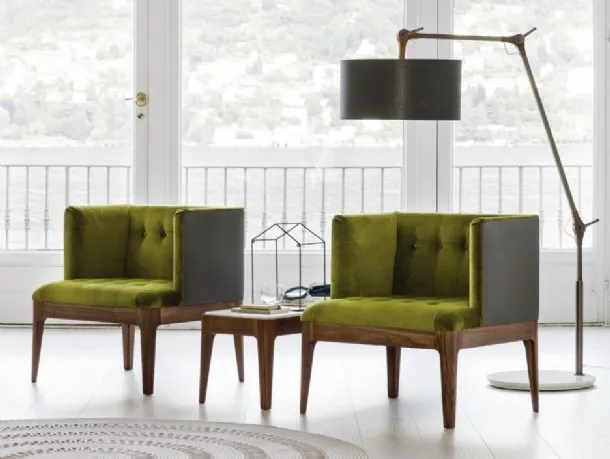Wendy quilted velvet armchair by Porada