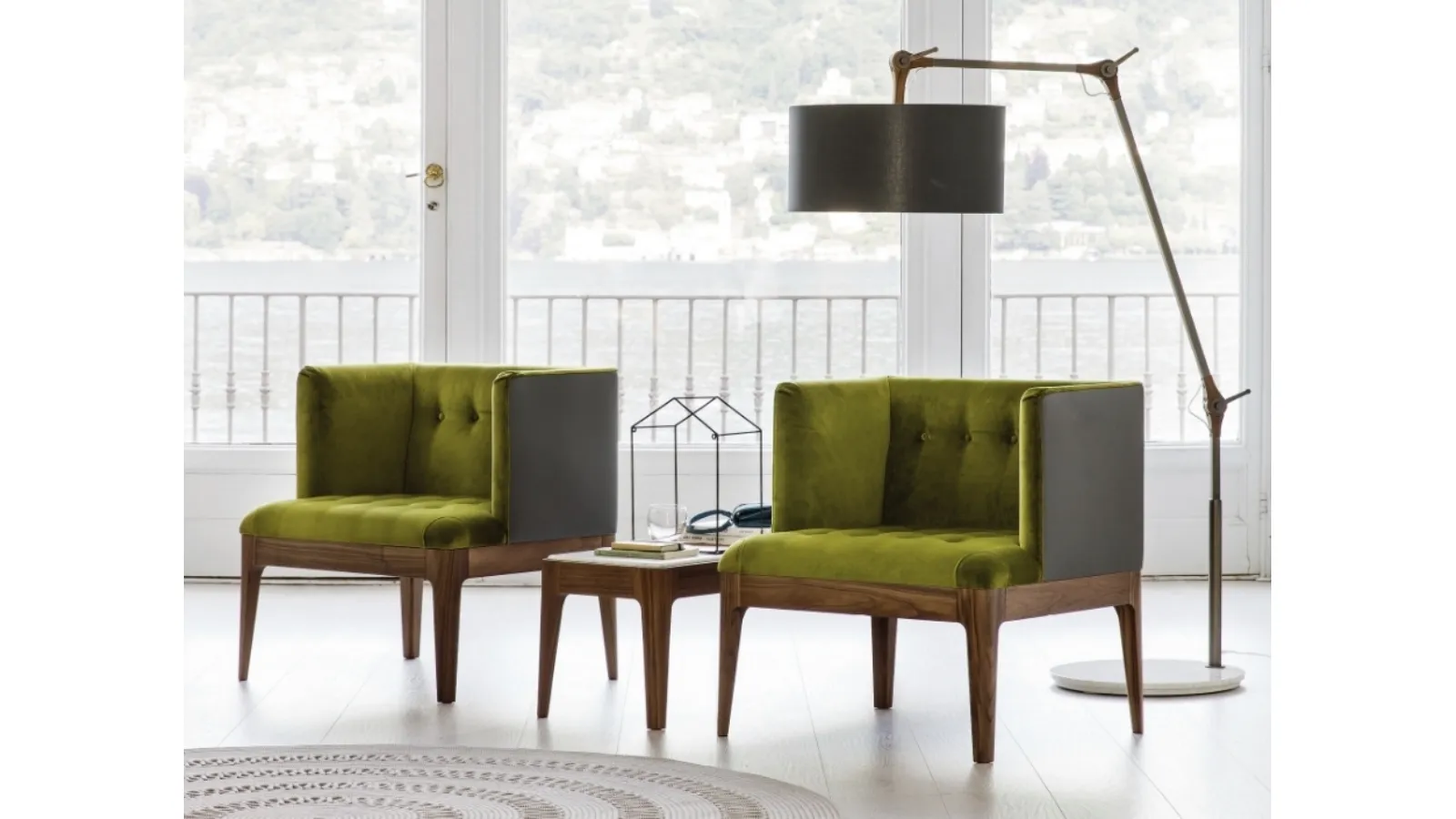 Wendy quilted velvet armchair by Porada