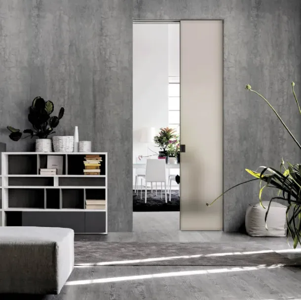 Internal sliding glass door with aluminum frame Just a Scomparsa by Doal