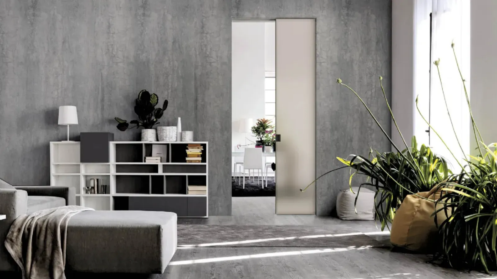 Internal sliding glass door with aluminum frame Just a Scomparsa by Doal