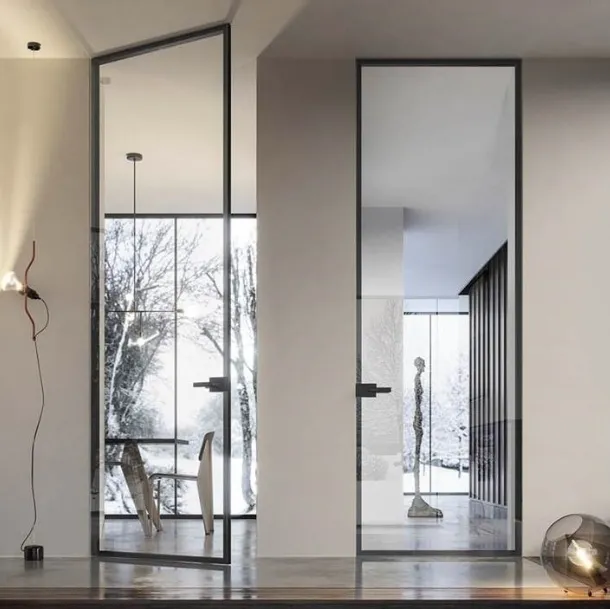 Internal swing glass door with aluminum frame Just Filo muro by Doal