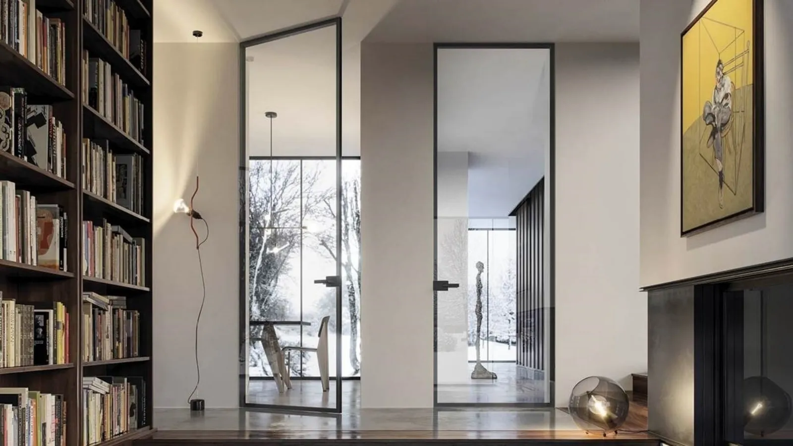 Internal swing glass door with aluminum frame Just Filo muro by Doal