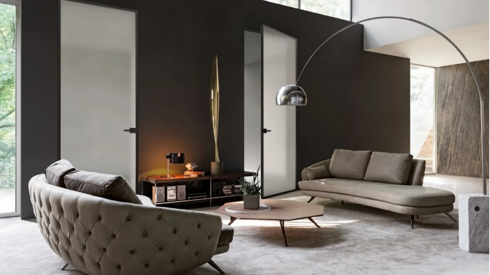 Internal hinged glass door with aluminum frame Just Filo muro by Doal