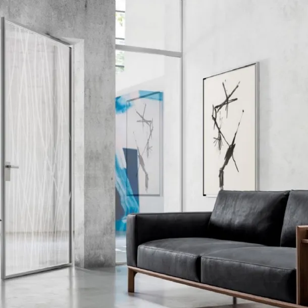 Internal glass door with aluminum frame Zeus on pivot by Doal