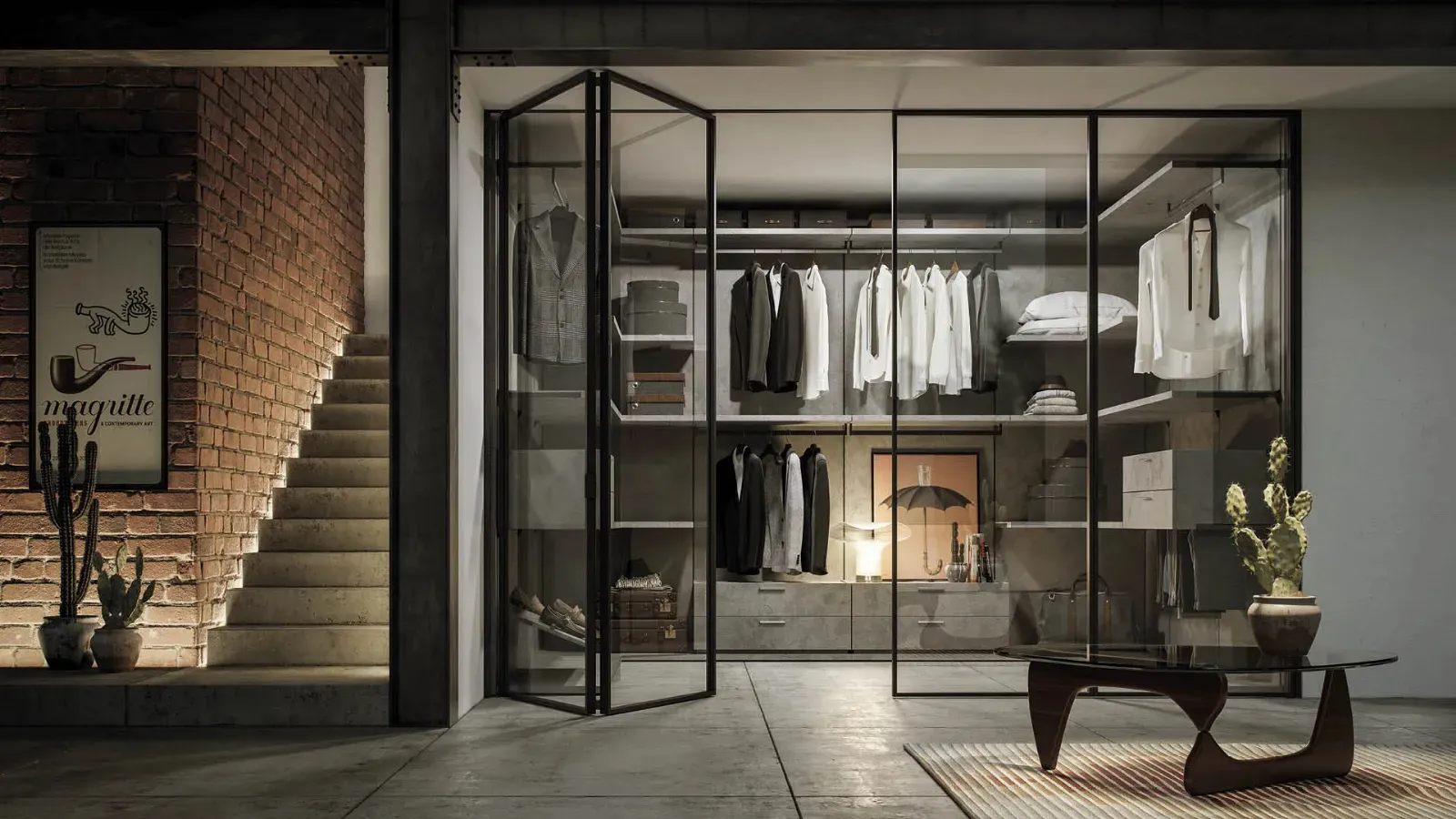 Internal glass door with aluminum frame Zeus by Doal