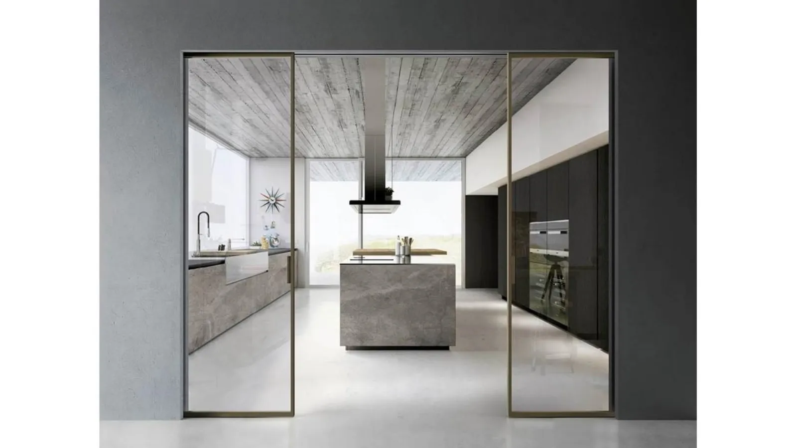 Sliding interior glass door with aluminum frame Zeus by Doal