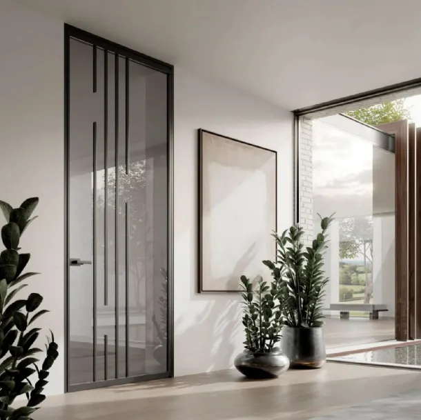 Internal glass door with aluminum frame Zeus Hinged with Frame by Doal