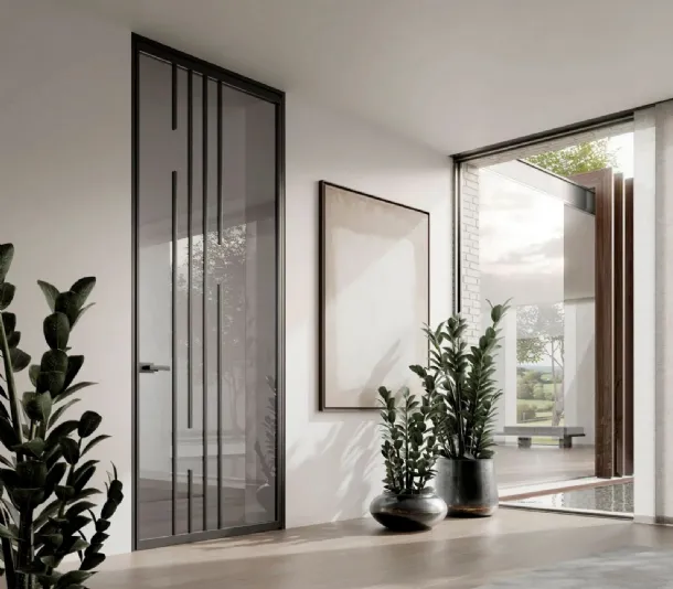 Internal glass door with aluminum frame Zeus Hinged with Frame by Doal