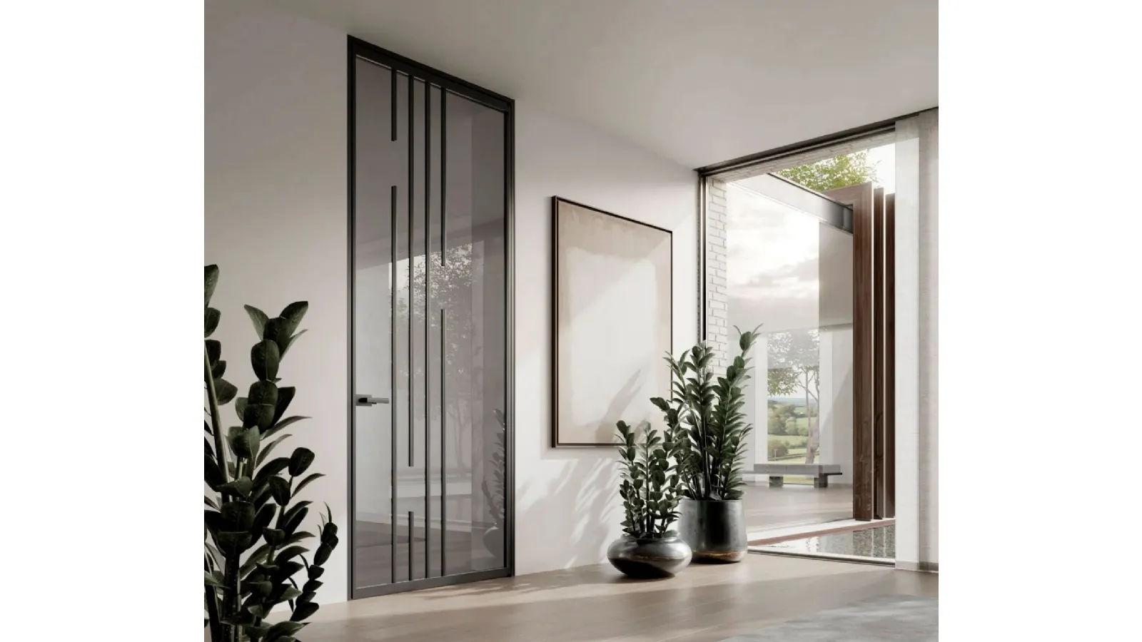 Internal glass door with aluminum frame Zeus Hinged with Frame by Doal