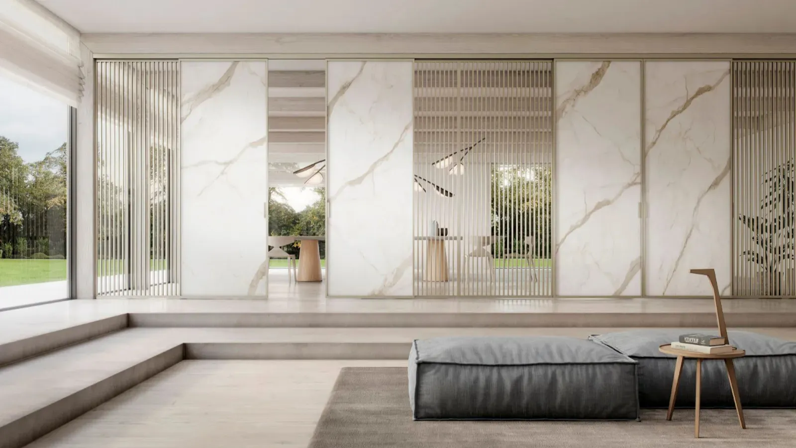 Zeus Suspended Interior Door with Doal Marble Effect